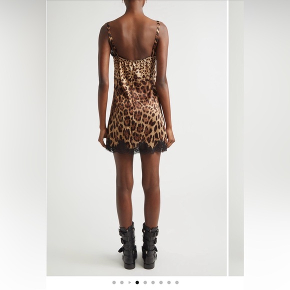 Dolce&Gabbana Leopard print stretch satin & lace slip dress - Picture 3 of 10